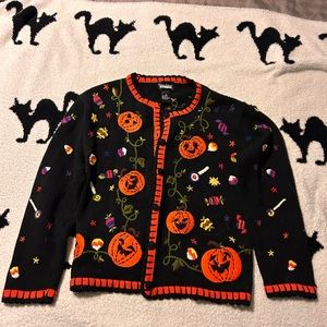 Vintage Halloween sweater. Embroidered with some beading.